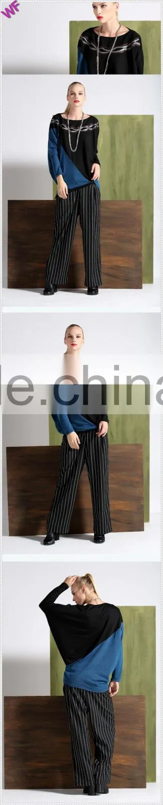 Top fashion Batwing sleeve Knitted woman model simple blouse