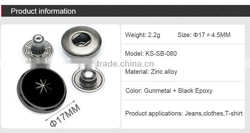 Oeko- Tex Pass Gun Metal Snap Button
