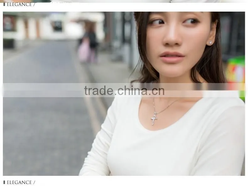 Rose gold plated 925 silver cross necklace
