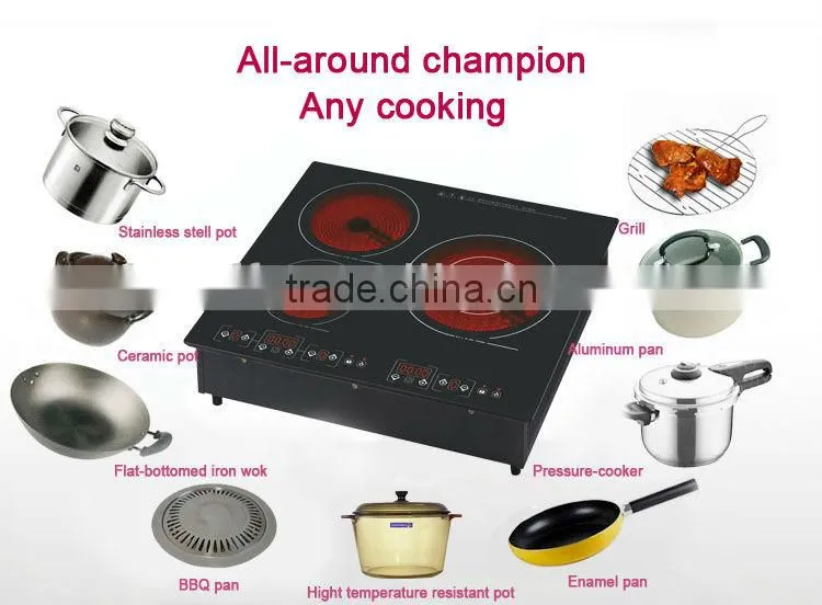 CE,CB,GS,RoHS,ERP certificate EUROKERA glass no raditaion electric stove 3 burners
