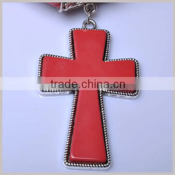 Wholesale Red Cross pendant Slide Necklace scarf