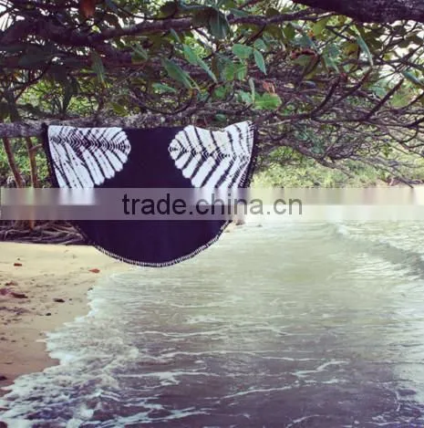 reactive print custom design round beach towel with tassel / Printed Turkish towel with tassel fringe for europe market