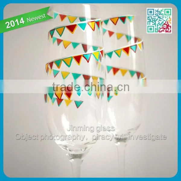 Colorful Pendant Banner Set of 2 Personalized Toasting Flutes Vintage Carnival Themed Wedding Champagne Flutes