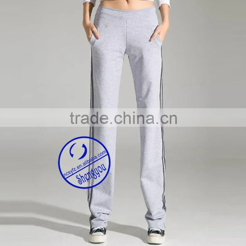 Wholesale custom cotton womens plain grey trasksuit joggers pants