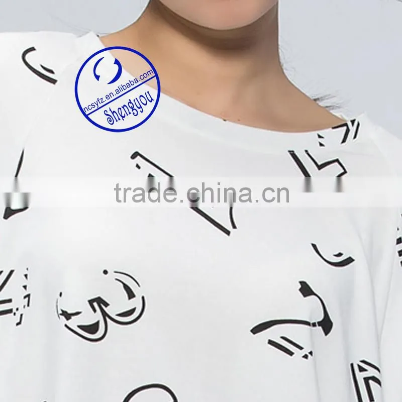 2015 new design 100% cotton custom women printed t-shirt wholesale