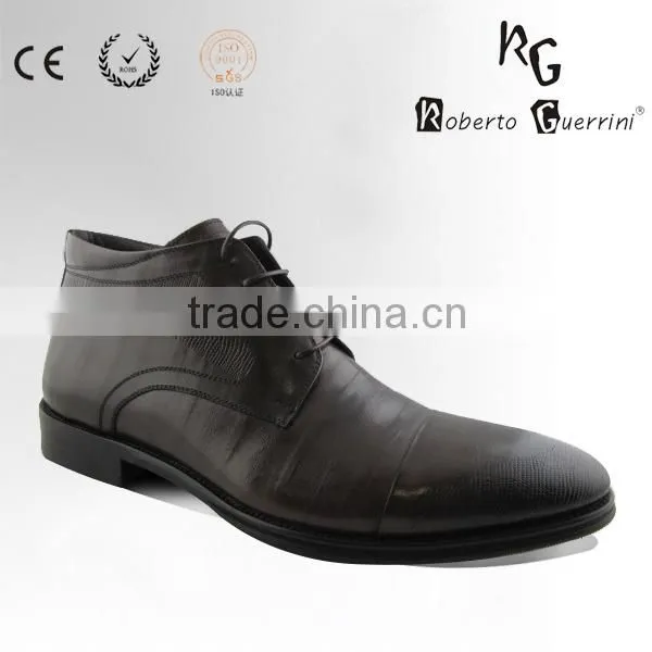 Calf Leather Black Leather Boots MOQ 60 Pairs Men Shoes