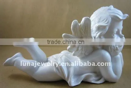 Sleeping baby angel, resin angel statue,white resin angel