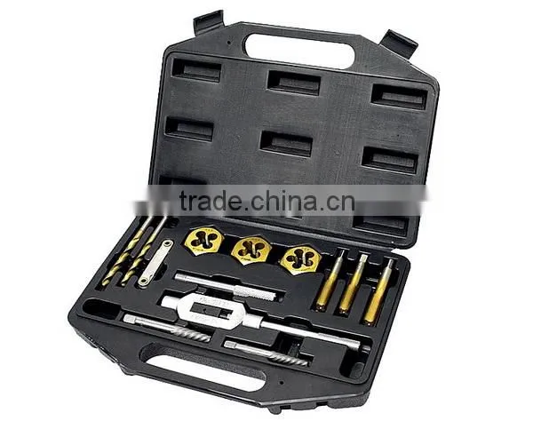 Titanium hand tap set , threading dies ,twist drill set ,12pc taps & dies