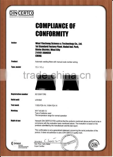 2016 new solar welding filter en379
