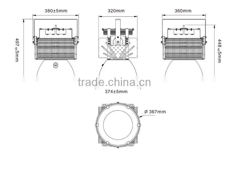waterproof LED high bay light 400W outdoor, square,wharf,stadium 400W ip65 LED high bay light