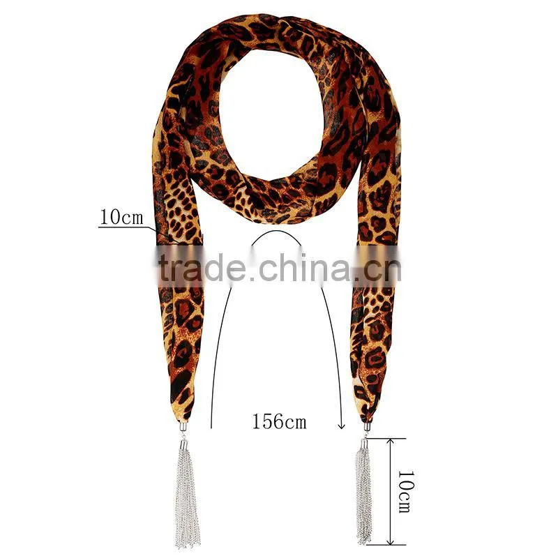 2015 New design chiffon leopard print scarf,infinity scarf