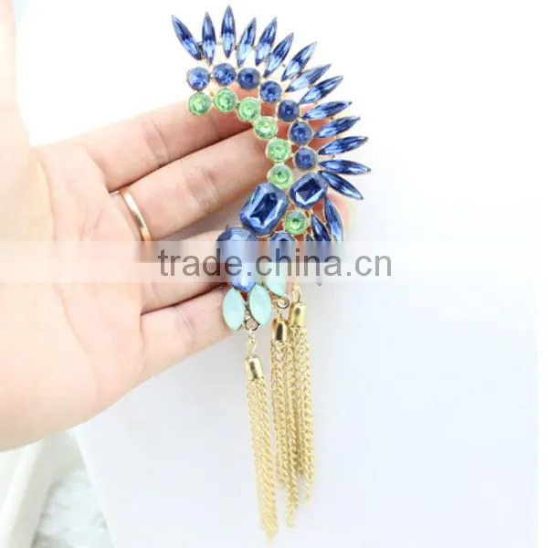 sample order sapphire with chain ear cuff wrap clip earring