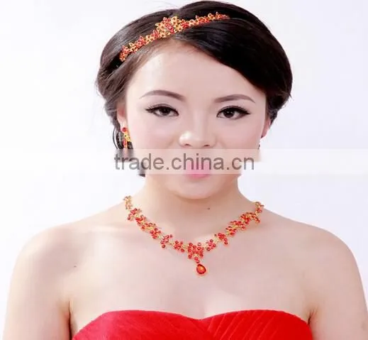 2016 Fashion Alloy Silver Plated Rhinestone Tiara Crown,Necklace,Earring Bridal Wedding Jewelry Set