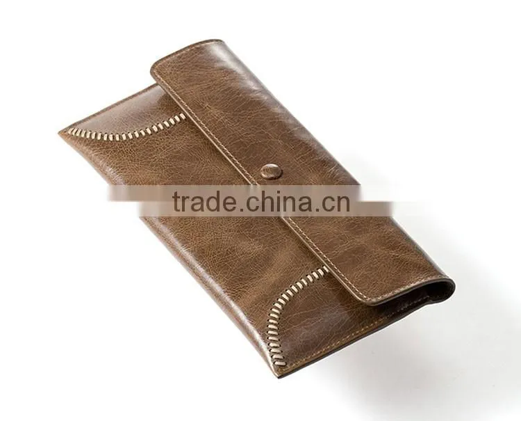 Vintage hadnmade wallets leather sample with inside zipper money bag