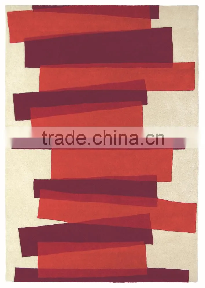 High quality red hand tufted rug for decoration, apartment