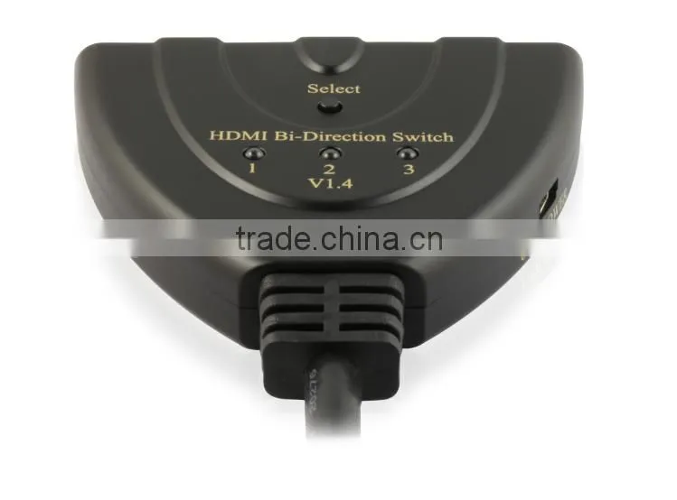 Hot video player 4kx2k 3 ports Bi-direction hdmi switch splitter with pigtail cable
