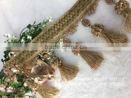 new design wholesale curtain fringe with crystal for home textile accessory