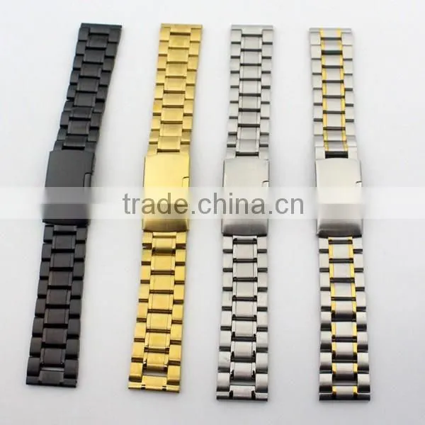 18mm 20mm 22mm 24mm butterfly buckle watch parts solid stainless steel band