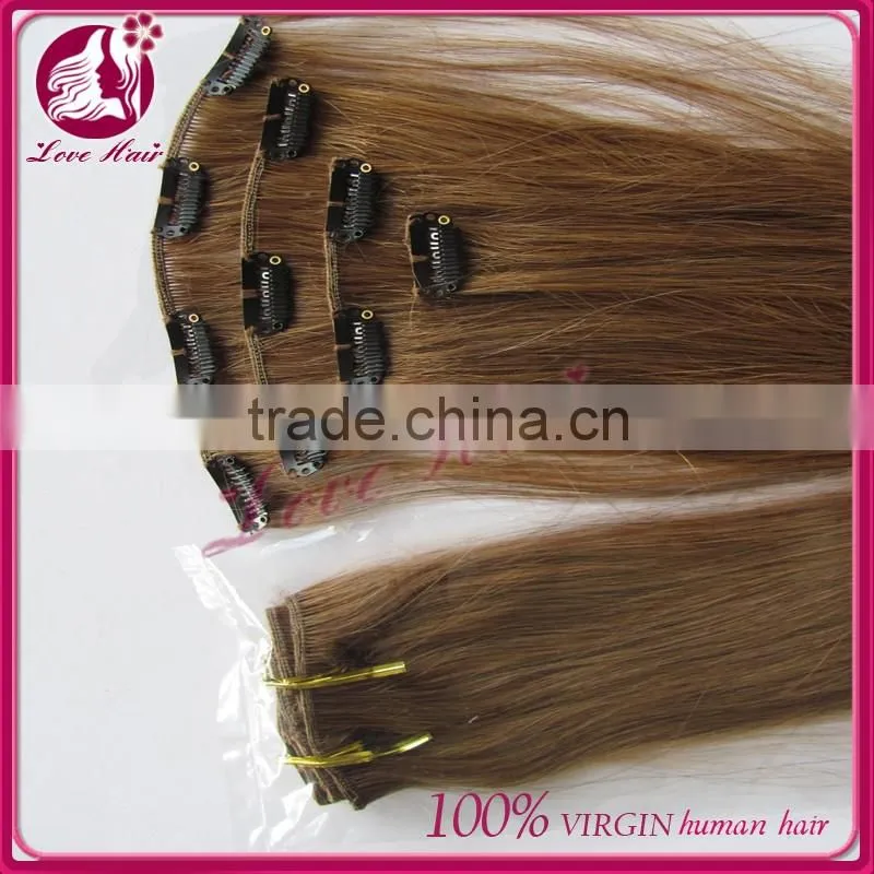 High Quality Wholesale 100% Unrprocessed Virgin hair straight Clip In Hair Extensions