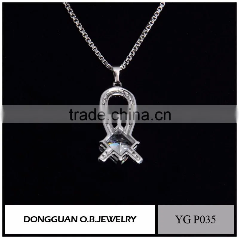 Fashion wholesale sterling silver heart necklace/crystal zircon pendant necklace