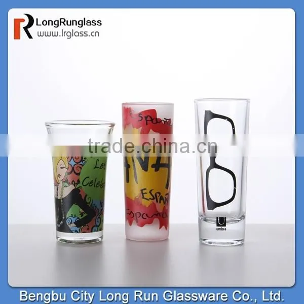 LongRun 2.2oz sexy shot glass fancy decal glass cup with high quality