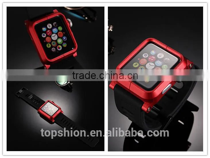 2016 hot new products for Apple watch silicone band wristband strap with aluminum metal case cover