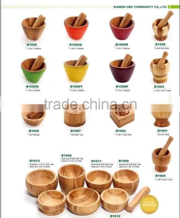 Natural Bamboo mortar and pestle for promotional