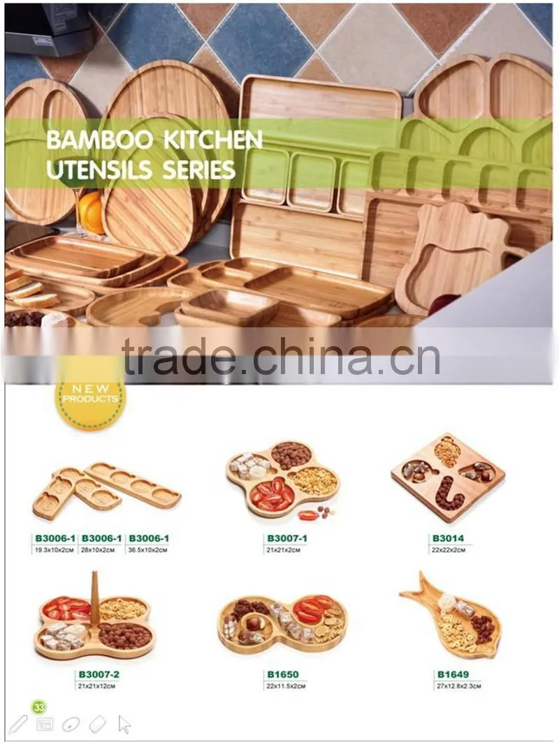High quality wood food serving plate with handle wholesale