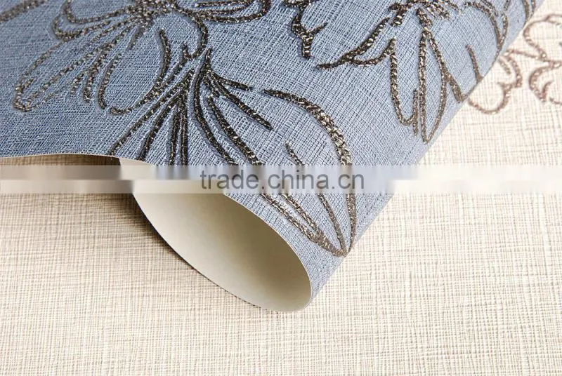 floral sky blue color home decor wallpaper