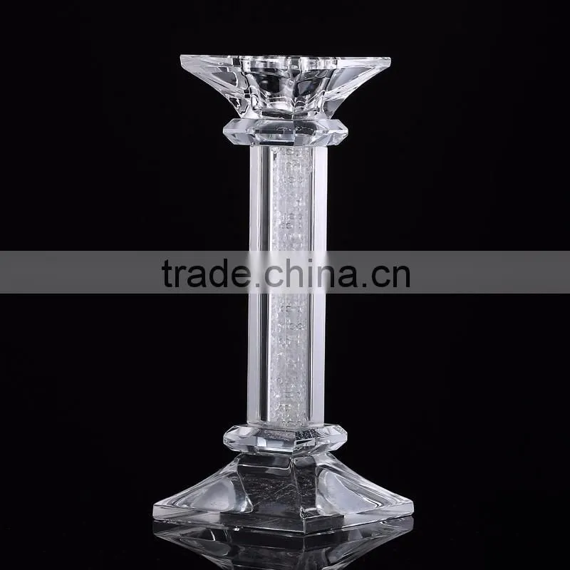 Wholesale twisted hollow stem glass crystal candle holder for wedding decoration