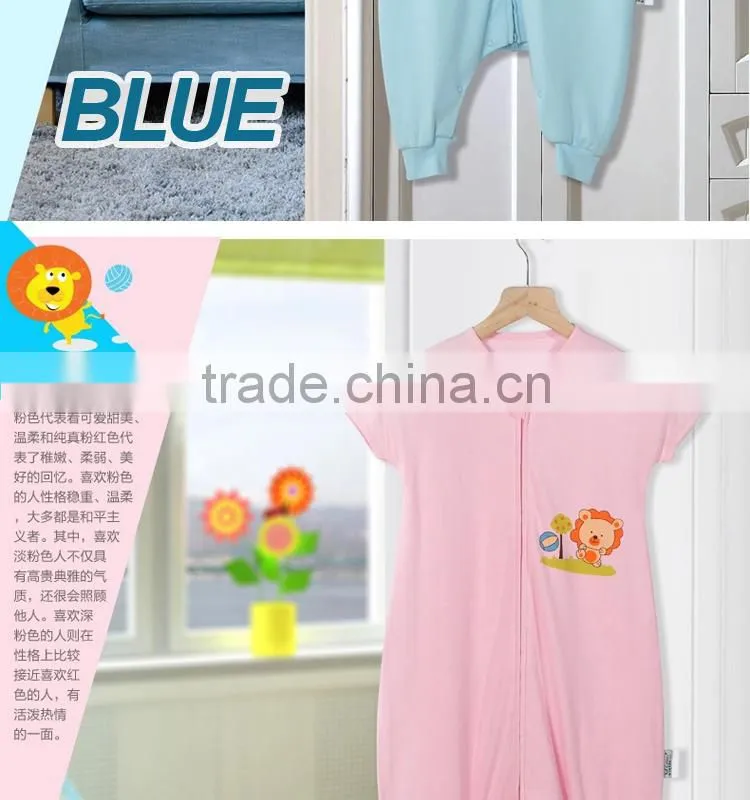 100% cotton anti kicking infant baby short sleeve child foot sleeping ba0g for summer cute lion cartton blue style