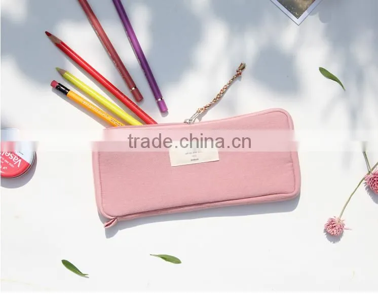 custom wholesale funny korea style polyester material cheap fancy pencil box