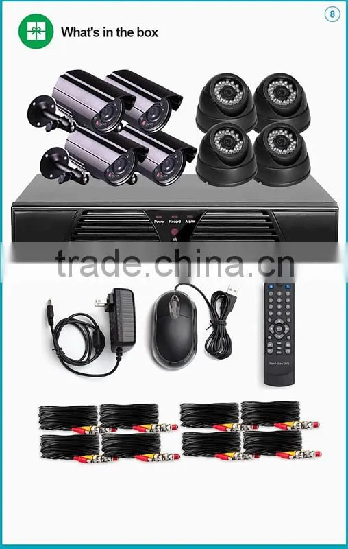 8CH Channel 960H HDMI CCTV DVR 8x Indoor 800TVL Security Camera System KIT