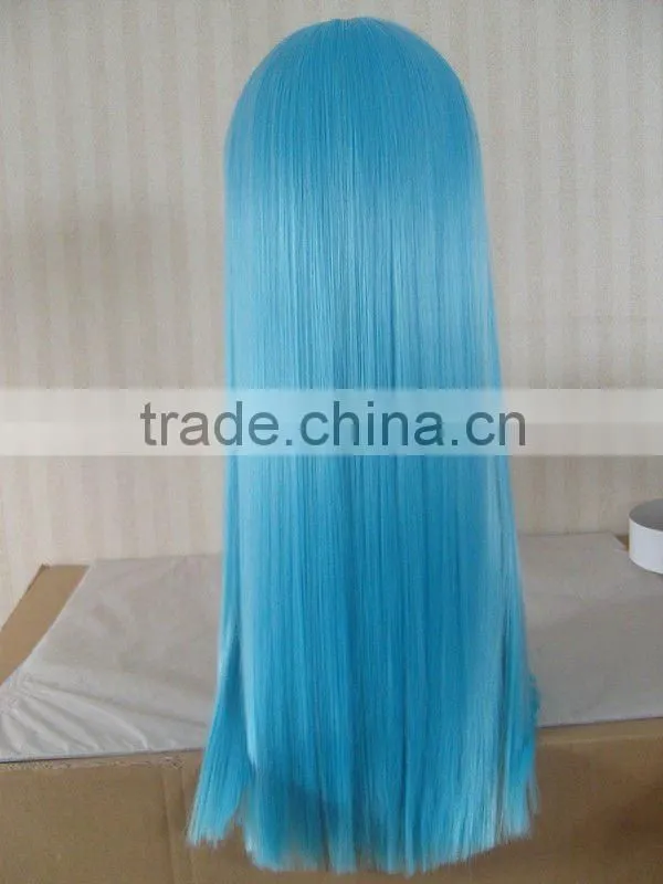 blue synthetic kinky straight wig