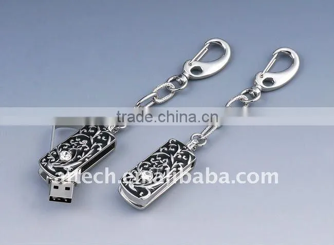 metal swivel usb 4gb , keychain usb drive laser print ,engraved metal usb