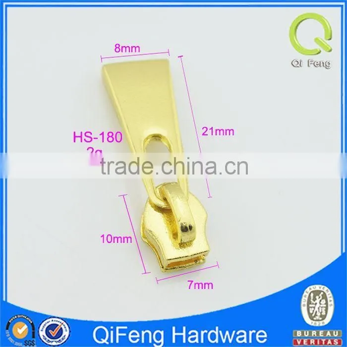 HS-180 gold zipper puller custom metal bag part gold simple design