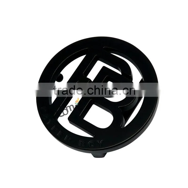 Round Hollow PB Logo Matt Black Metal Belt Buckle