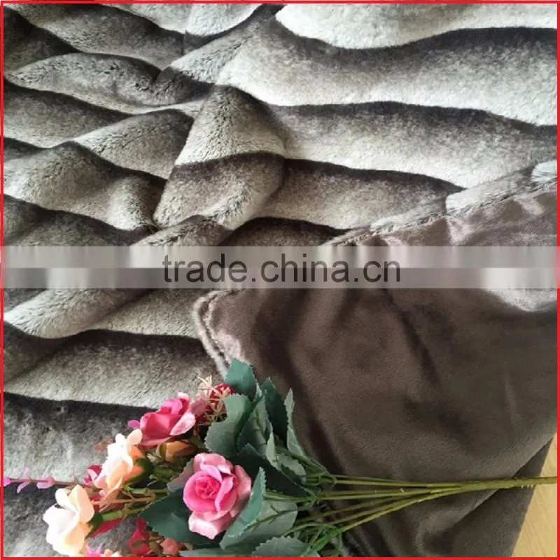 YBW Home Plush Striped Parttern Faux Rabbit Fur Throw Blanket