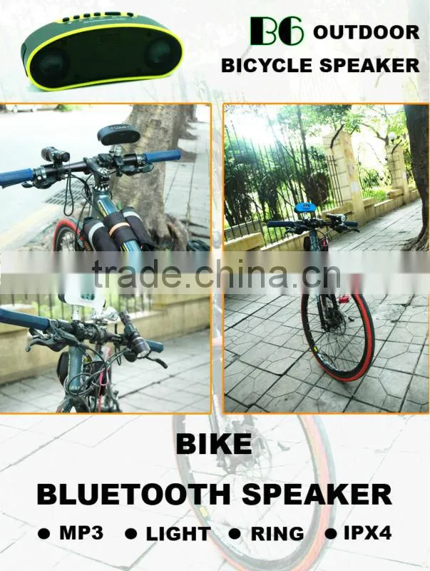 B6 yellow color wireless handsfree LED bluetooth bicycle speaker with FM radio