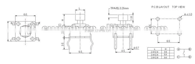 6x6 dip tact switch ts-1102t