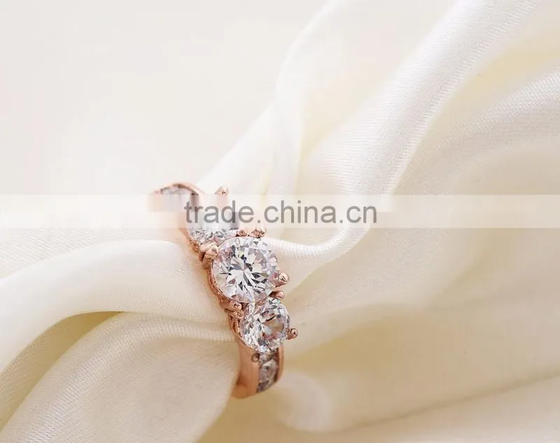 Wholesale Latest Design Rings rose real gold alloy zircon Jewellery Ring