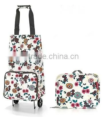 Set of 1 Trolley Shopping Bag with 2 Wheels and Zipper Pocket