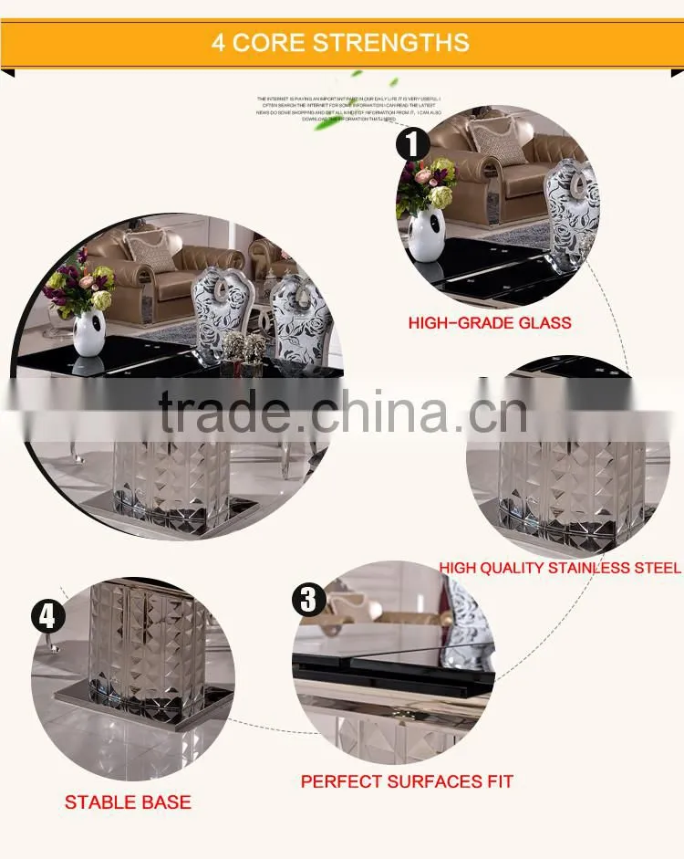 New Model Furniture Folding Extendable Glass Dining Table TH391