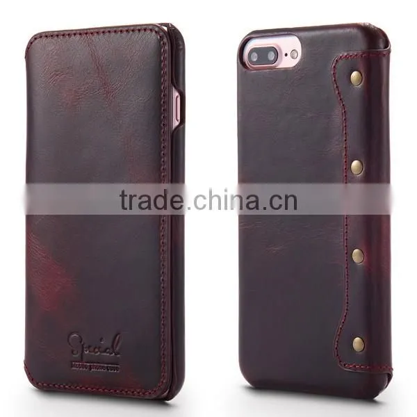 2017 5.5 Inch Universal Cowhide Flip Leather Phone Case For iPhone 7 Plus/6 Plus