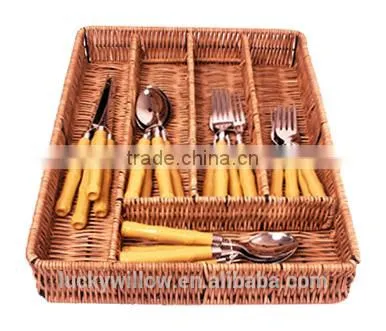 new wicker cutlery tray with compartments