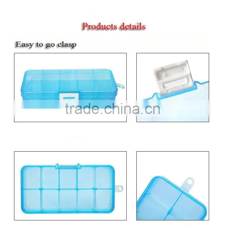 10 Adjustable Clearly Crafts Storage Stock Case Box Clear Jewelry Plastic box with compartments