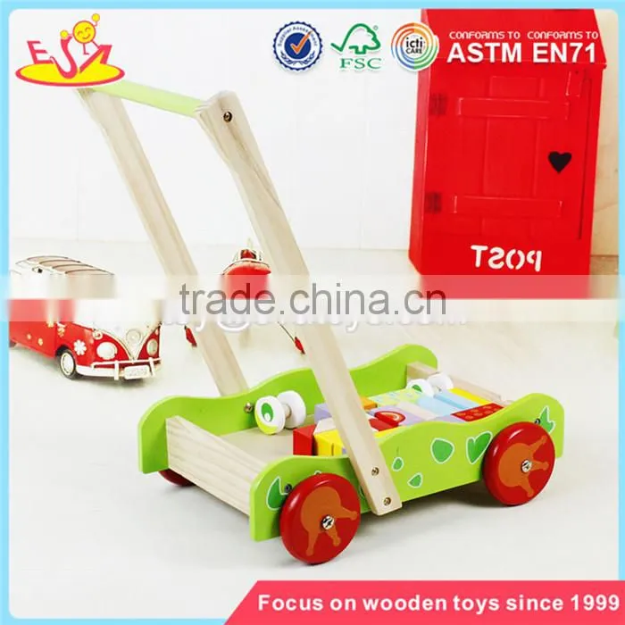 Wholesale children learning walk wooden baby stroller top quality wooden baby stroller W08J002