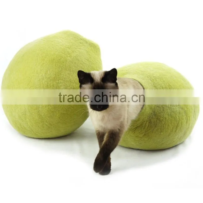 Cat Bed, House, Cave, Nap Cocoon, Wool Felt Handmade Large