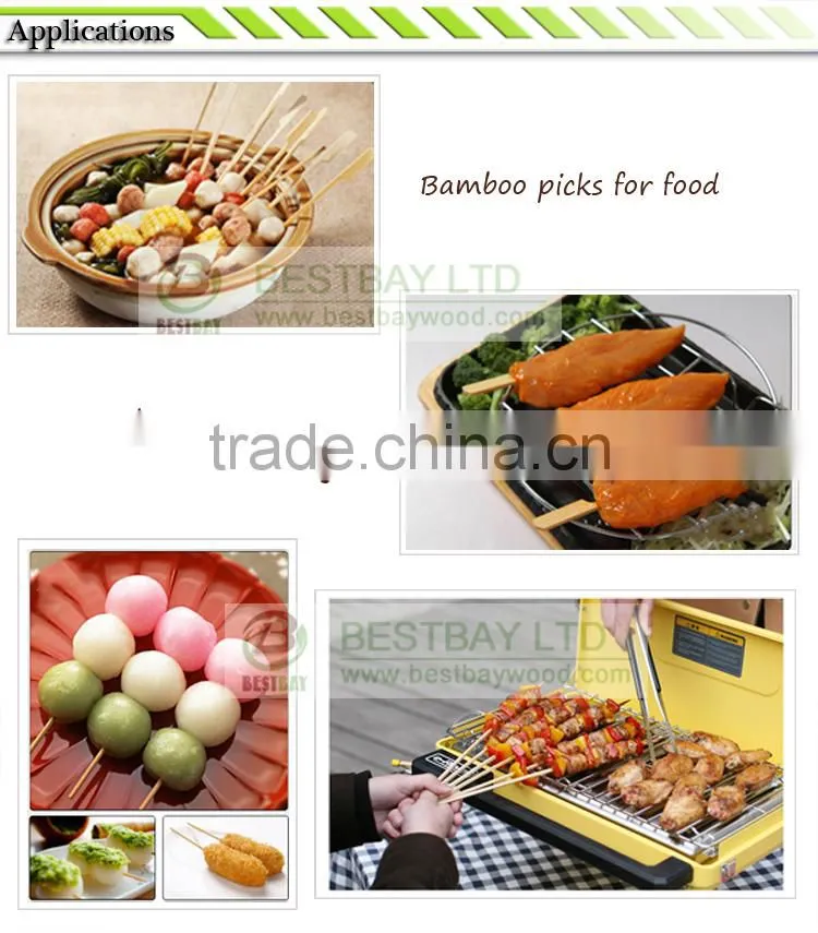 Wholesale square bamboo skewers with logo for BBQ