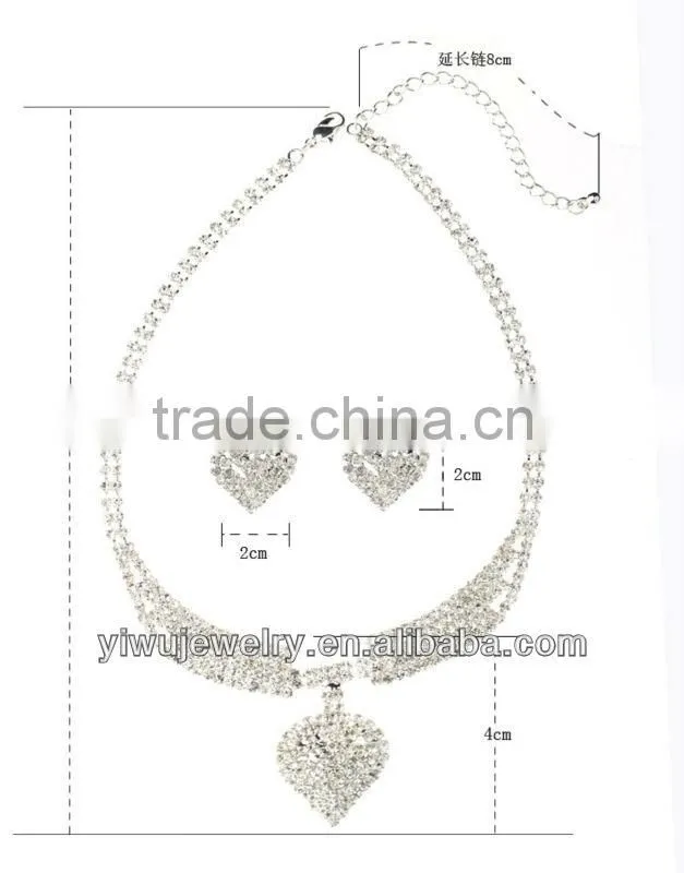 Rhinestone And Crystal Wedding Decoration Heart Fashion Bridal Jewelry Set